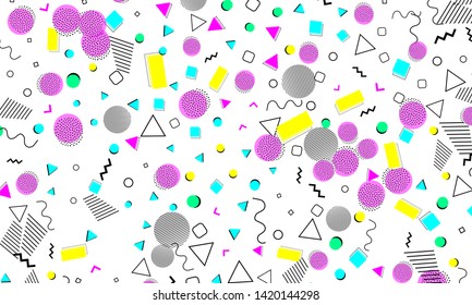 Abstract dots background. Memphis pattern. Vector Illustration. Hipster style 80s-90s pattern. Abstract colorful funky background.