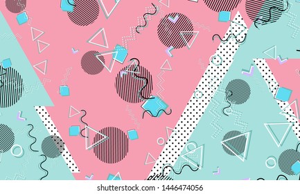 Abstract dots background. Memphis pattern. Vector Illustration. Hipster style 80s-90s pattern. Abstract colorful funky background.