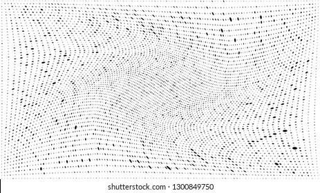 Abstract dots background. Dots pattern. Monochrome grunge dirt texture. Halftone Pop Art. Comic. Geometric small dots, twisted vector pattern. Template for presentation, business cards, report, fabric