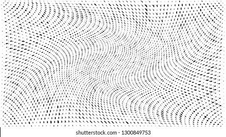Abstract dots background. Dots pattern. Monochrome grunge dirt texture. Halftone Pop Art. Comic. Geometric small dots, twisted vector pattern. Template for presentation, business cards, report, fabric