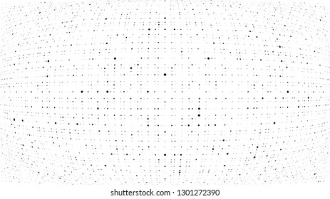 Abstract dots background. Dots pattern. Monochrome grunge dirt texture. Halftone Pop Art. Comic. Geometric small dots, wave 3d vector pattern. Template for presentation, business cards, report, fabric