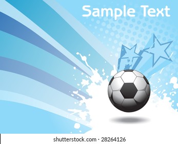 puntos abstractos y franjas azules con fútbol grueso e ilustración estelar