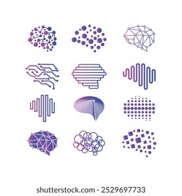 abstract dots brain Logo design vector template