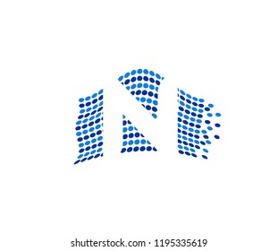 Abstract Dots Circle Flag Effect Letter N Vector