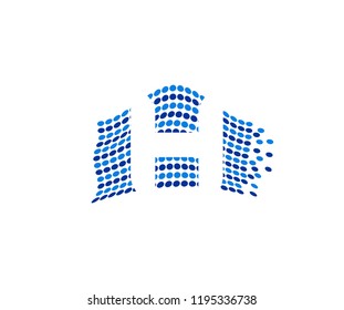Abstract Dots Circle Flag Effect Letter H Vector