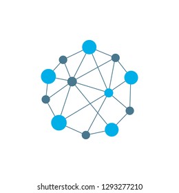 Abstract dots and circles connected with lines. Concept of operation of computer network work. Background the nerve cells of the human. Molecular structure.