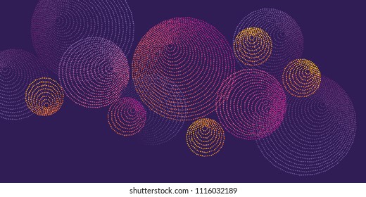 Abstract dots circles luxury pattern. Violet modern design element for header, card, invitation, poster, cover and other web and print design projects 
