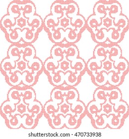 Abstract dots floral red background. Mosaic for textile, paper or ceramics. Vector regular texture