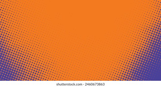 Abstract dots halftone orange purple colors pattern gradient texture background. Vektor Stok