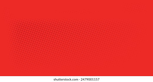 Abstract dots halftone red color pattern gradient texture with technology digital background. Pop art comics style.