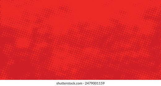 Abstract dots halftone red color pattern gradient texture with technology digital background. Pop art comics style.