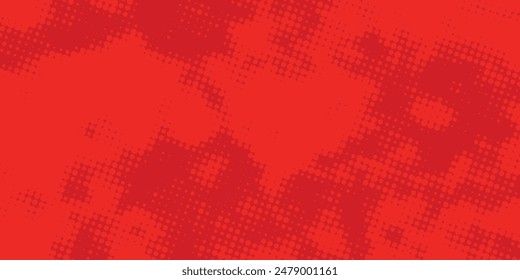 Abstract dots halftone red color pattern gradient texture with technology digital background. Pop art comics style.