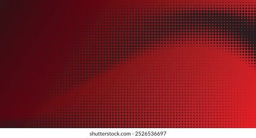 Textura Abstractas del gradiente del patrón del color rojo del semitono de los puntos con el fondo digital de la tecnología. Estilo de cómics de arte Pop.