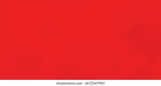 Abstract dots halftone red color pattern gradient texture with technology digital background. Pop art comics style.