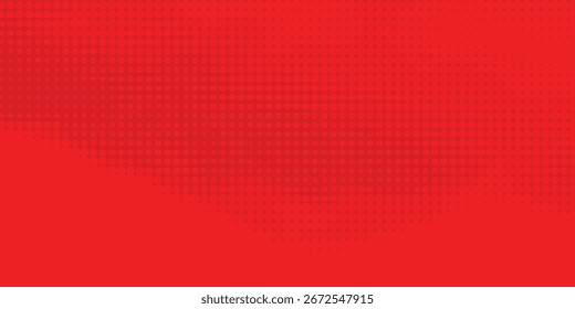 Abstract dots halftone red color pattern gradient texture with technology digital background. Pop art comics style.
