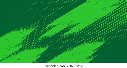Fondo de patrón de color verde liso de semitono de puntos Abstractas. Simple diseño verde del cepillo del grunge. Estilo deportivo moderno.