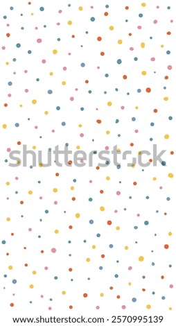 Abstract dots hand drawn Y2K naive vertical seamless pattern. Vector organic colorful doodle circle dotted background in 70s groovy style