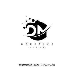 Abstract Dots Letter DM Swoosh Logo Design