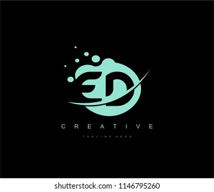 Abstract Dots Letter ED Swoosh Logo Design