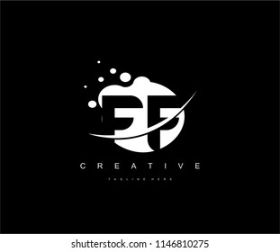 Abstract Dots Letter FF Swoosh Logo Design