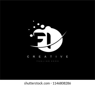 Abstract Dots Letter FI Swoosh Logo Design