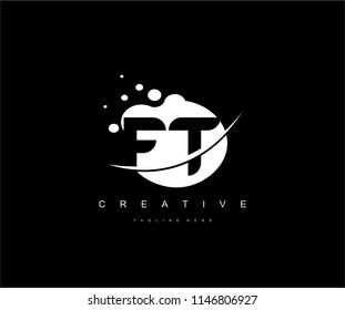 Abstract Dots Letter FT Swoosh Logo Design