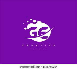 Abstract Dots Letter GE Swoosh Logo Design