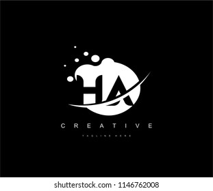 Abstract Dots Letter HA Swoosh Logo Design