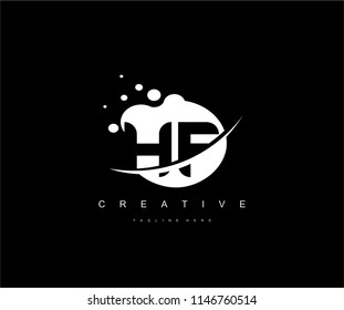 Abstract Dots Letter HF Swoosh Logo Design