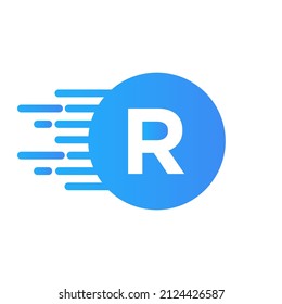 Icono de logotipo de puntos abstractos, letra R. R Vector de diseño de letras con plantilla de vector puntos