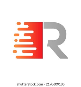 Diseño del logotipo de puntos abstractos letras R. R Vector de diseño de letras con ilustración de plantilla de vectores de puntos.