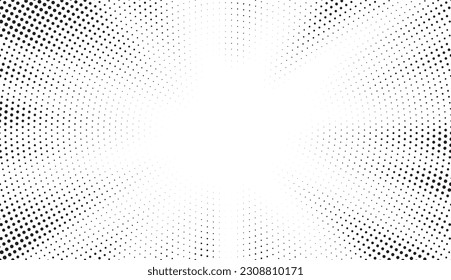 Abstract dots lined background. Retro style comic sunburst with dots ray. Dotted background as design element.