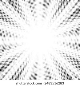 Fondo Abstractas con líneas de puntos. Comic estilo retro sunburst con rayo de puntos. Fondo punteado como elemento de diseño.
