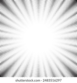 Fondo Abstractas con líneas de puntos. Comic estilo retro sunburst con rayo de puntos. Fondo punteado como elemento de diseño.