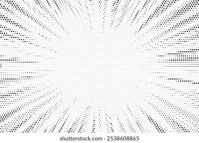 Abstract dots lined background. Retro style comic sunburst with dots ray. Dotted background as design element.