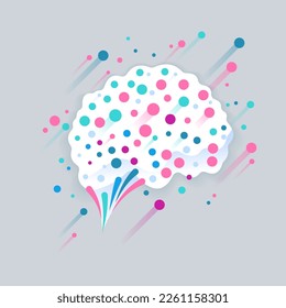 Resumen de puntos y líneas del concepto de logotipo cerebral. Logotipo para la innovación científica, el aprendizaje automático, la IA, la investigación médica, el desarrollo de nuevas tecnologías, la salud cerebral humana, la puesta en marcha. Tarjeta de circuito abstracto