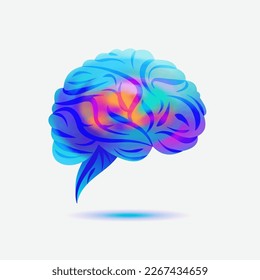Abstract dots and lines brain logotype concept. Logo for science innovation, machine learning, AI, medical research, new technology development, human brain health, it startup. Abstract circuit board