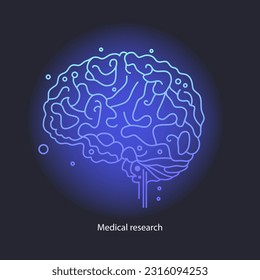 Abstract dots and lines brain logotype concept. Science innovation New technology development IT startup Human brain health Medical research Machine learning Vector illustration