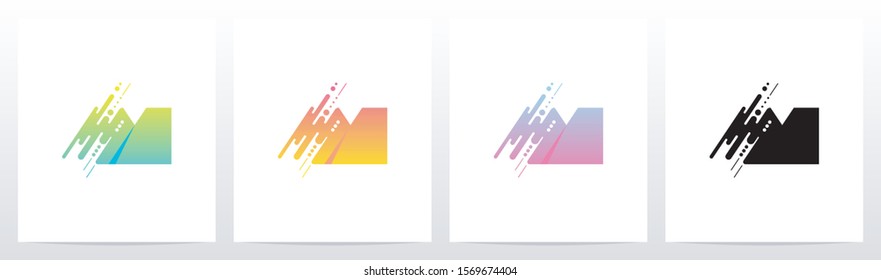Abstract Dots And Lines Letter Logo Design M