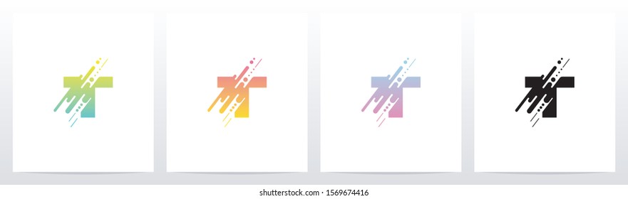 Abstract Dots And Lines Letter Logo Design T