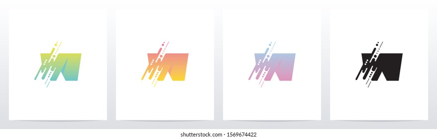 Abstract Dots And Lines Letter Logo Design W