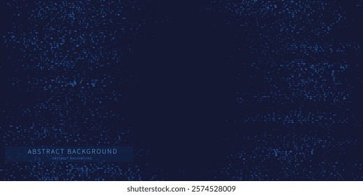 Abstract dots on dark blue background. Points in chaotic texture.Technology cyberspace concept.