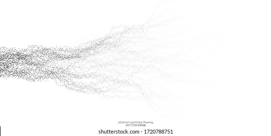 Abstract dots particles flowing wavy isolated on white background. Vector illustration design elements in concept of technology, energy, science, music.