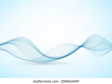Abstrakte Punktpartikel, die blau auf weißem Hintergrund fließen. Design-Elemente für Vektorgrafiken