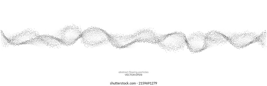 Abstract dots particles flowing wavy isolated on white background. Vector illustration design elements in concept of technology, energy, science, music.