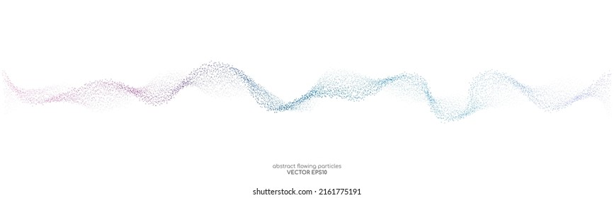Abstract dots particles flowing wavy colorful isolated on white background. Vector illustration design elements in concept of technology, energy, science, music.
