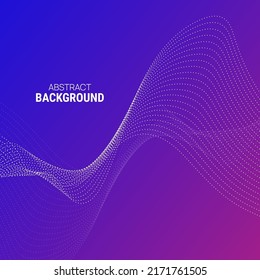 Abstract dots particles flowing wavy isolated on gradient background. Vector illustration design elements in concept of technology, energy, science, music.