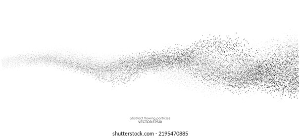 Abstract dots particles flowing wavy isolated on white background. Vector illustration design elements in concept of technology, energy, science, music.