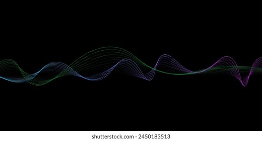 Abstract dots particles flowing wavy colorful isolated on white background.