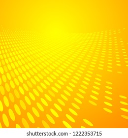 Abstract dots pattern halftone yellow and orange color perspective background texture. vector illustration